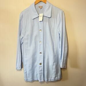 J.Jill NWT Jacket Blue Palemist Linen Cotton Beachy Coastal Spring XL $119